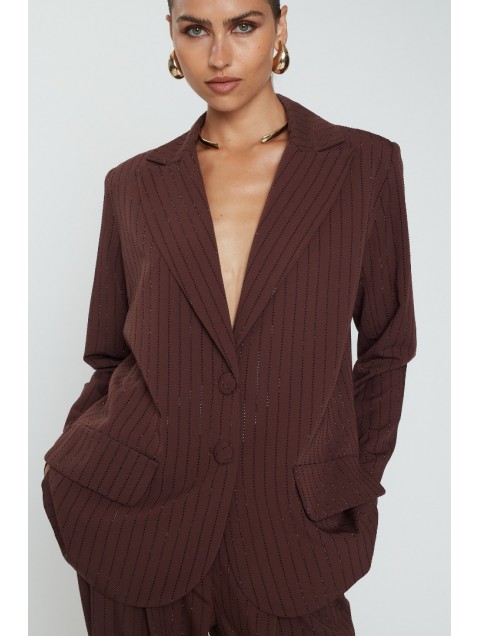 MIX AND MATCH Lucia Blazer Bordeaux Μπορντώ Σακάκι με Στρας